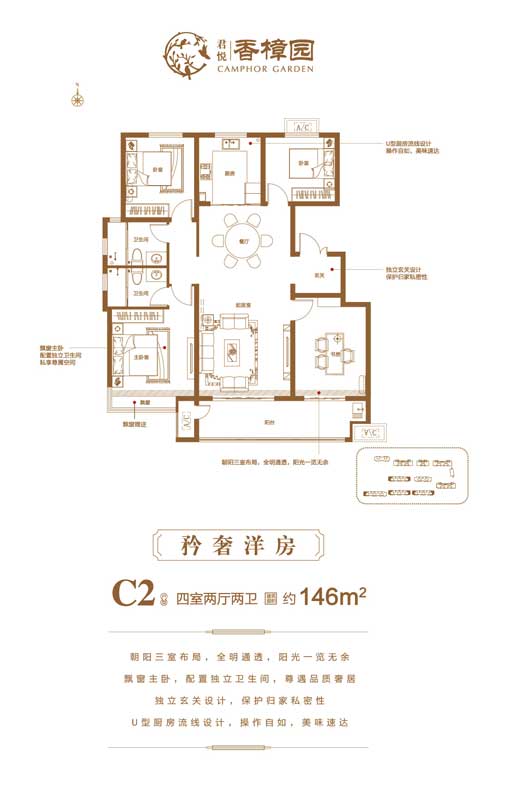 君悅香樟園C2戶型建面146㎡